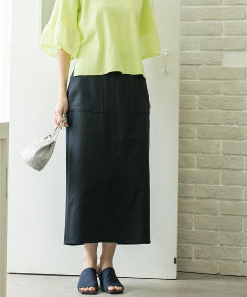 OPAQUE.CLIP / オペーク ドット クリップ ロング・マキシ丈スカート | 《美人百花掲載》ストレッチリネンライクタイトスカート【洗濯機洗い可】 | 詳細11