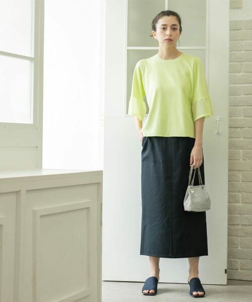 OPAQUE.CLIP / オペーク ドット クリップ ロング・マキシ丈スカート | 《美人百花掲載》ストレッチリネンライクタイトスカート【洗濯機洗い可】 | 詳細12