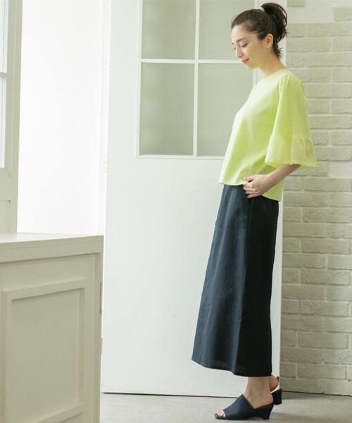 OPAQUE.CLIP / オペーク ドット クリップ ロング・マキシ丈スカート | 《美人百花掲載》ストレッチリネンライクタイトスカート【洗濯機洗い可】 | 詳細13