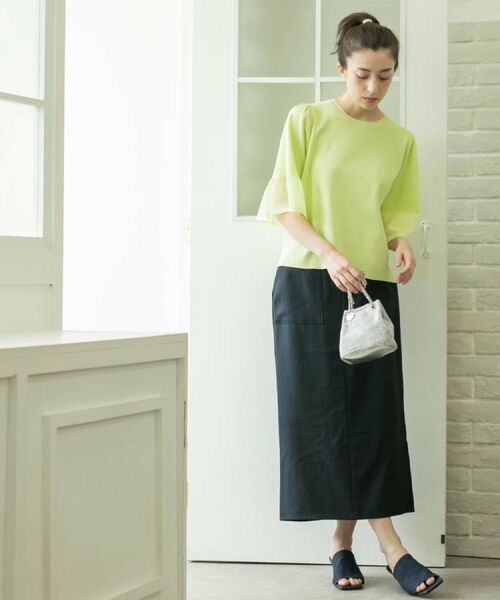 OPAQUE.CLIP / オペーク ドット クリップ ロング・マキシ丈スカート | 《美人百花掲載》ストレッチリネンライクタイトスカート【洗濯機洗い可】 | 詳細14