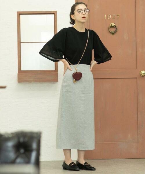 OPAQUE.CLIP / オペーク ドット クリップ ロング・マキシ丈スカート | 《美人百花掲載》ストレッチリネンライクタイトスカート【洗濯機洗い可】 | 詳細2