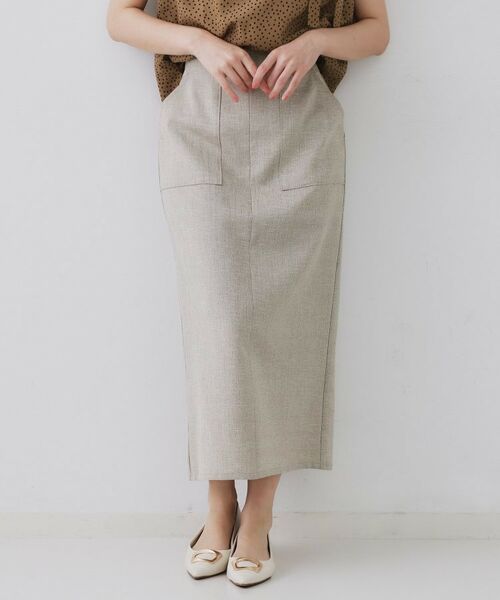 OPAQUE.CLIP / オペーク ドット クリップ ロング・マキシ丈スカート | 《美人百花掲載》ストレッチリネンライクタイトスカート【洗濯機洗い可】 | 詳細24