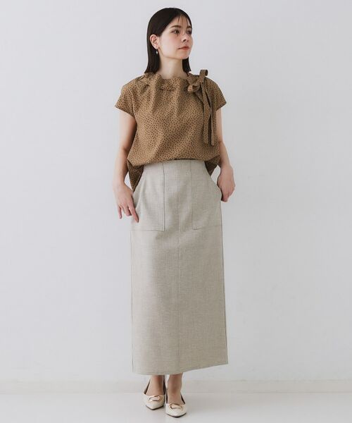 OPAQUE.CLIP / オペーク ドット クリップ ロング・マキシ丈スカート | 《美人百花掲載》ストレッチリネンライクタイトスカート【洗濯機洗い可】 | 詳細25