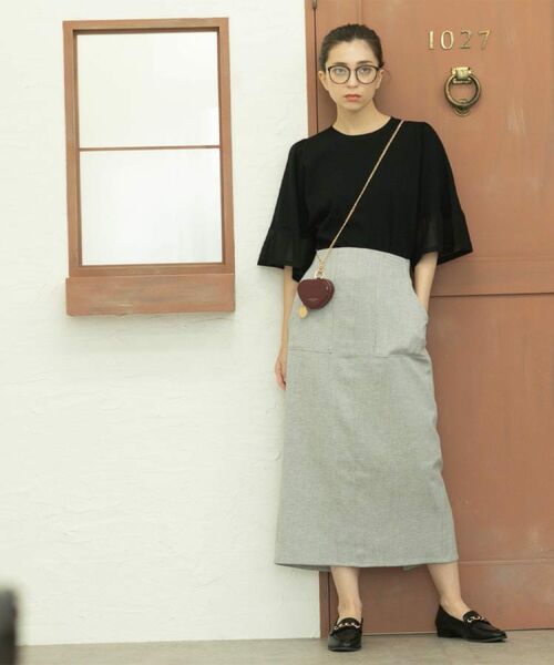 OPAQUE.CLIP / オペーク ドット クリップ ロング・マキシ丈スカート | 《美人百花掲載》ストレッチリネンライクタイトスカート【洗濯機洗い可】 | 詳細3