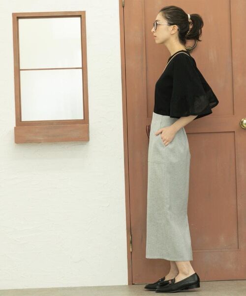 OPAQUE.CLIP / オペーク ドット クリップ ロング・マキシ丈スカート | 《美人百花掲載》ストレッチリネンライクタイトスカート【洗濯機洗い可】 | 詳細4