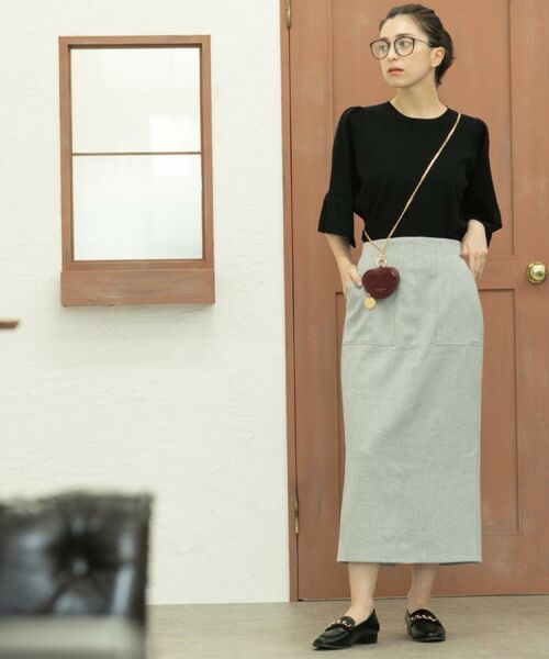 OPAQUE.CLIP / オペーク ドット クリップ ロング・マキシ丈スカート | 《美人百花掲載》ストレッチリネンライクタイトスカート【洗濯機洗い可】 | 詳細5