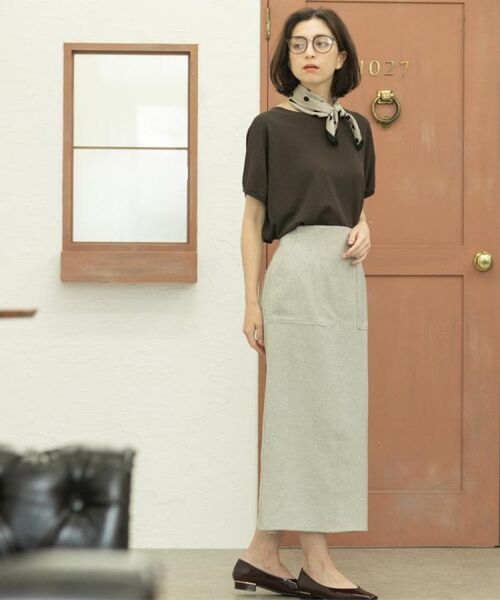 OPAQUE.CLIP / オペーク ドット クリップ ロング・マキシ丈スカート | 《美人百花掲載》ストレッチリネンライクタイトスカート【洗濯機洗い可】 | 詳細7