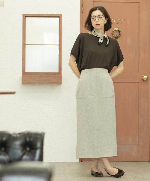 OPAQUE.CLIP / オペーク ドット クリップ ロング・マキシ丈スカート | 《美人百花掲載》ストレッチリネンライクタイトスカート【洗濯機洗い可】 | 詳細9