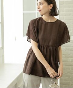 OPAQUE.CLIP / オペーク ドット クリップ シャツ・ブラウス | 麻混シアーペプラムブラウス【洗濯機洗い可】