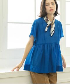 OPAQUE.CLIP / オペーク ドット クリップ シャツ・ブラウス | 麻混シアーペプラムブラウス【洗濯機洗い可】