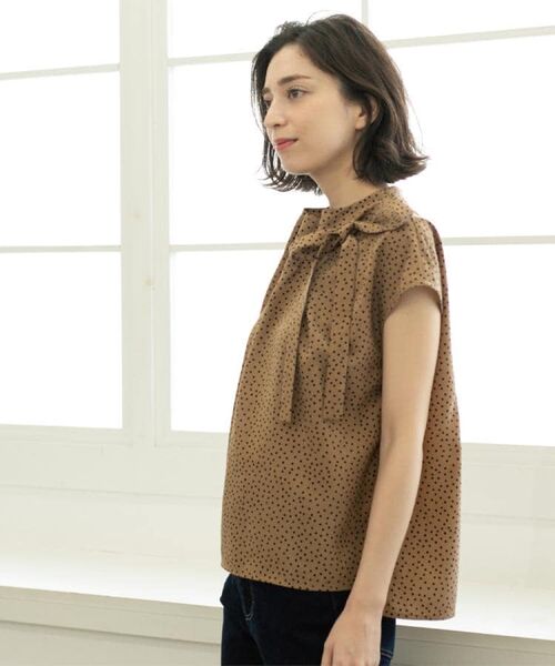セール】 ラッピングボウタイドットブラウス【洗濯機洗い可