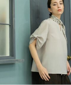 OPAQUE.CLIP / オペーク ドット クリップ シャツ・ブラウス | リネンライクキーネックタックスリーブブラウス【洗濯機洗い可/吸水速乾/接触冷感】