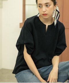 OPAQUE.CLIP / オペーク ドット クリップ シャツ・ブラウス | リネンライクキーネックタックスリーブブラウス【洗濯機洗い可/吸水速乾/接触冷感】