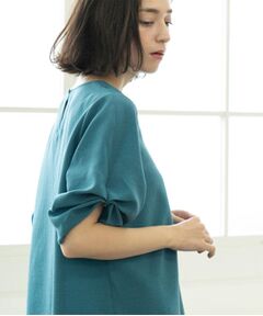 OPAQUE.CLIP / オペーク ドット クリップ シャツ・ブラウス | リネンライクキーネックタックスリーブブラウス【洗濯機洗い可/吸水速乾/接触冷感】