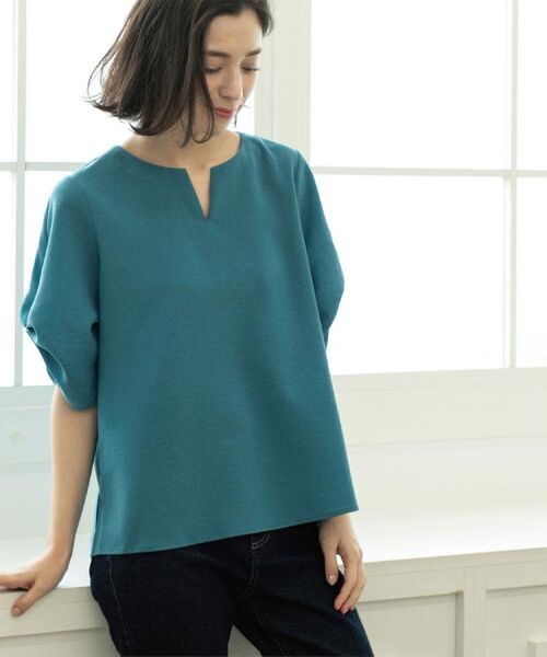 OPAQUE.CLIP / オペーク ドット クリップ シャツ・ブラウス | リネンライクキーネックタックスリーブブラウス【洗濯機洗い可/吸水速乾/接触冷感】 | 詳細11