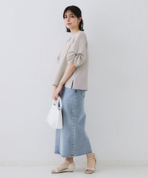 OPAQUE.CLIP / オペーク ドット クリップ シャツ・ブラウス | リネンライクキーネックタックスリーブブラウス【洗濯機洗い可/吸水速乾/接触冷感】 | 詳細16