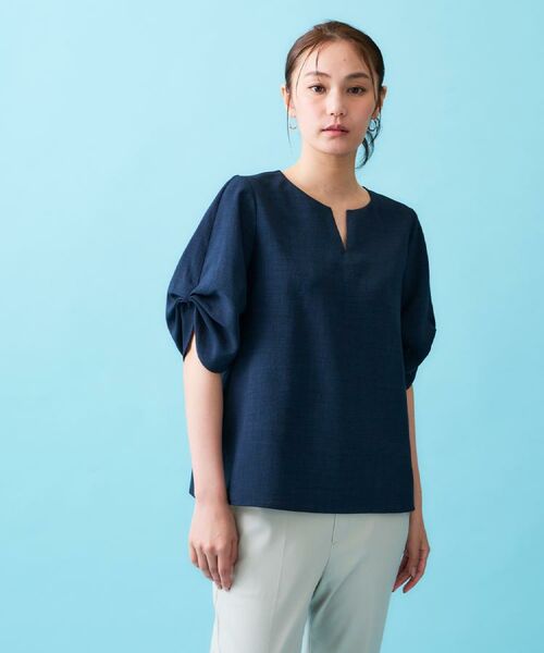 OPAQUE.CLIP / オペーク ドット クリップ シャツ・ブラウス | リネンライクキーネックタックスリーブブラウス【洗濯機洗い可/吸水速乾/接触冷感】 | 詳細19