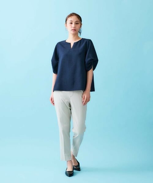 OPAQUE.CLIP / オペーク ドット クリップ シャツ・ブラウス | リネンライクキーネックタックスリーブブラウス【洗濯機洗い可/吸水速乾/接触冷感】 | 詳細20