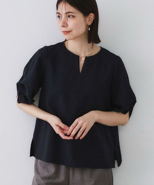 OPAQUE.CLIP / オペーク ドット クリップ シャツ・ブラウス | リネンライクキーネックタックスリーブブラウス【洗濯機洗い可/吸水速乾/接触冷感】 | 詳細21