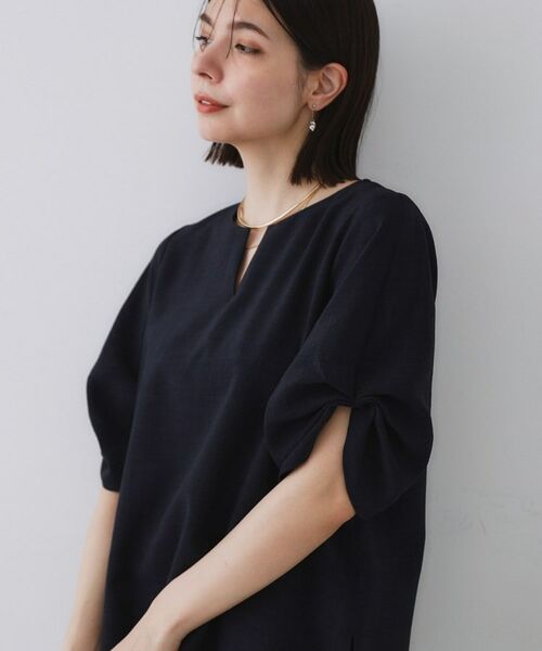 OPAQUE.CLIP / オペーク ドット クリップ シャツ・ブラウス | リネンライクキーネックタックスリーブブラウス【洗濯機洗い可/吸水速乾/接触冷感】 | 詳細22