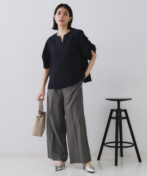 OPAQUE.CLIP / オペーク ドット クリップ シャツ・ブラウス | リネンライクキーネックタックスリーブブラウス【洗濯機洗い可/吸水速乾/接触冷感】 | 詳細23