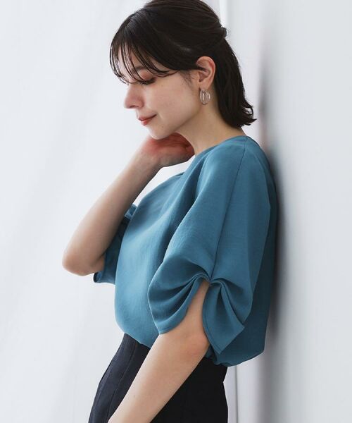 OPAQUE.CLIP / オペーク ドット クリップ シャツ・ブラウス | リネンライクキーネックタックスリーブブラウス【洗濯機洗い可/吸水速乾/接触冷感】 | 詳細26