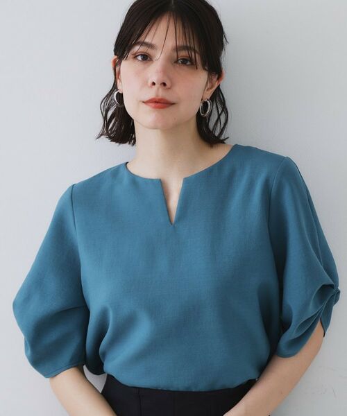 OPAQUE.CLIP / オペーク ドット クリップ シャツ・ブラウス | リネンライクキーネックタックスリーブブラウス【洗濯機洗い可/吸水速乾/接触冷感】 | 詳細27