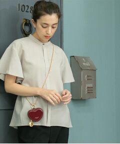 OPAQUE.CLIP / オペーク ドット クリップ シャツ・ブラウス | バックフリルバンドカラーブラウス【洗濯機洗い可/吸水速乾/接触冷感】