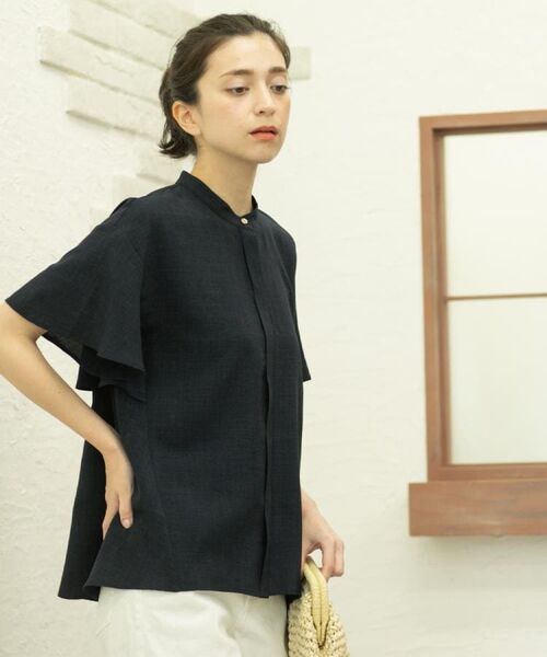 OPAQUE.CLIP / オペーク ドット クリップ シャツ・ブラウス | バックフリルバンドカラーブラウス【洗濯機洗い可/吸水速乾/接触冷感】 | 詳細11