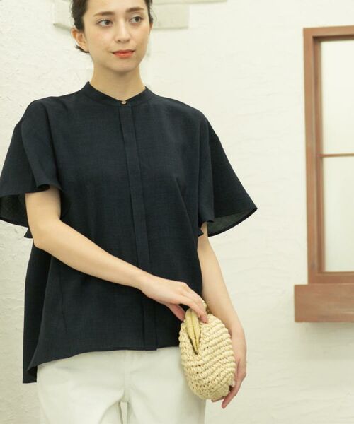 OPAQUE.CLIP / オペーク ドット クリップ シャツ・ブラウス | バックフリルバンドカラーブラウス【洗濯機洗い可/吸水速乾/接触冷感】 | 詳細12