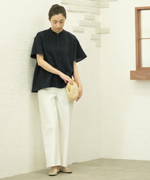 OPAQUE.CLIP / オペーク ドット クリップ シャツ・ブラウス | バックフリルバンドカラーブラウス【洗濯機洗い可/吸水速乾/接触冷感】 | 詳細14