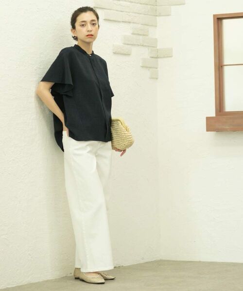 OPAQUE.CLIP / オペーク ドット クリップ シャツ・ブラウス | バックフリルバンドカラーブラウス【洗濯機洗い可/吸水速乾/接触冷感】 | 詳細15