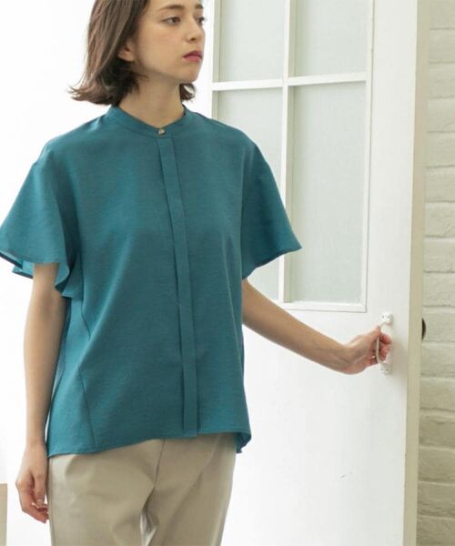 OPAQUE.CLIP / オペーク ドット クリップ シャツ・ブラウス | バックフリルバンドカラーブラウス【洗濯機洗い可/吸水速乾/接触冷感】 | 詳細16