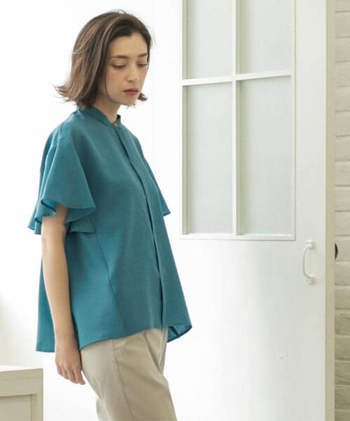 OPAQUE.CLIP / オペーク ドット クリップ シャツ・ブラウス | バックフリルバンドカラーブラウス【洗濯機洗い可/吸水速乾/接触冷感】 | 詳細17