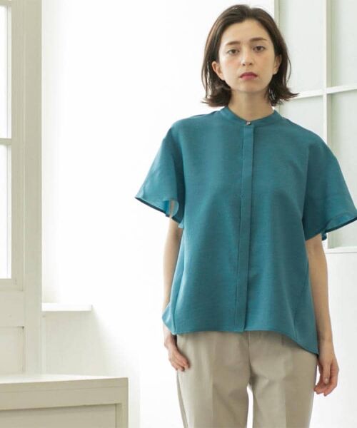 OPAQUE.CLIP / オペーク ドット クリップ シャツ・ブラウス | バックフリルバンドカラーブラウス【洗濯機洗い可/吸水速乾/接触冷感】 | 詳細18