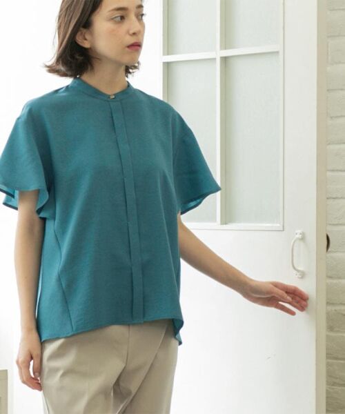 OPAQUE.CLIP / オペーク ドット クリップ シャツ・ブラウス | バックフリルバンドカラーブラウス【洗濯機洗い可/吸水速乾/接触冷感】 | 詳細19