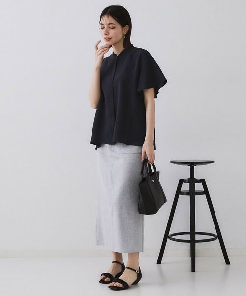 OPAQUE.CLIP / オペーク ドット クリップ シャツ・ブラウス | バックフリルバンドカラーブラウス【洗濯機洗い可/吸水速乾/接触冷感】 | 詳細28