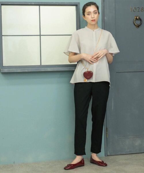 OPAQUE.CLIP / オペーク ドット クリップ シャツ・ブラウス | バックフリルバンドカラーブラウス【洗濯機洗い可/吸水速乾/接触冷感】 | 詳細7