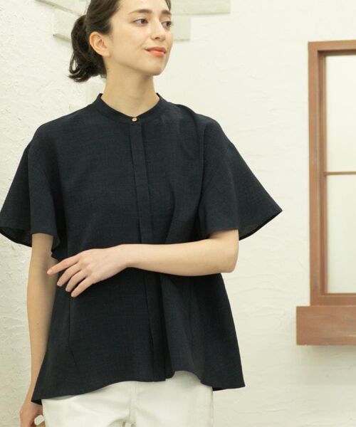 OPAQUE.CLIP / オペーク ドット クリップ シャツ・ブラウス | バックフリルバンドカラーブラウス【洗濯機洗い可/吸水速乾/接触冷感】 | 詳細9