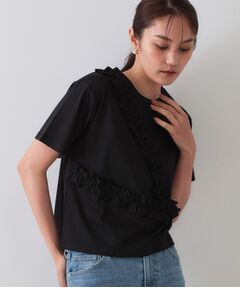OPAQUE.CLIP / オペーク ドット クリップ Tシャツ | 《美人百花掲載》アシメフリルドッキングカットソー【洗濯機洗い可】