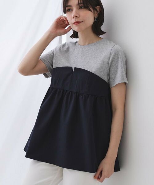 OPAQUE. CLIP/オペーク ドット クリップ 配色ビスチェドッキングカットソー【洗濯機洗い可】 ネイビー(594) 38(M)