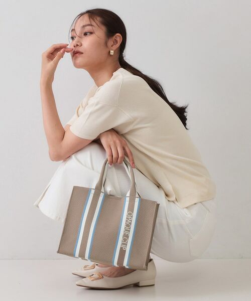 OPAQUE. CLIP/オペーク ドット クリップ 【2WAY】ラインハンドルスクエアニットミドルトートバッグ ベージュ(052) 00