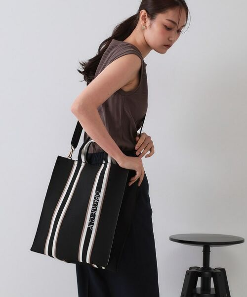 OPAQUE. CLIP/オペーク ドット クリップ 【2WAY/A4サイズ対応】ラインハンドルスクエアニットトートバッグ ブラック(019) 00