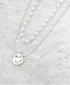 OPAQUE.CLIP / オペーク ドット クリップ ネックレス・ペンダント・チョーカー | フェイクパール×コインチェーン 2連ネックレス