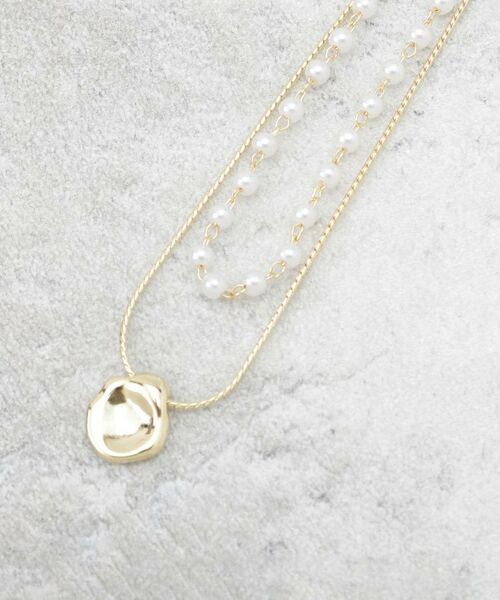 OPAQUE.CLIP / オペーク ドット クリップ ネックレス・ペンダント・チョーカー | フェイクパール×コインチェーン 2連ネックレス | 詳細1