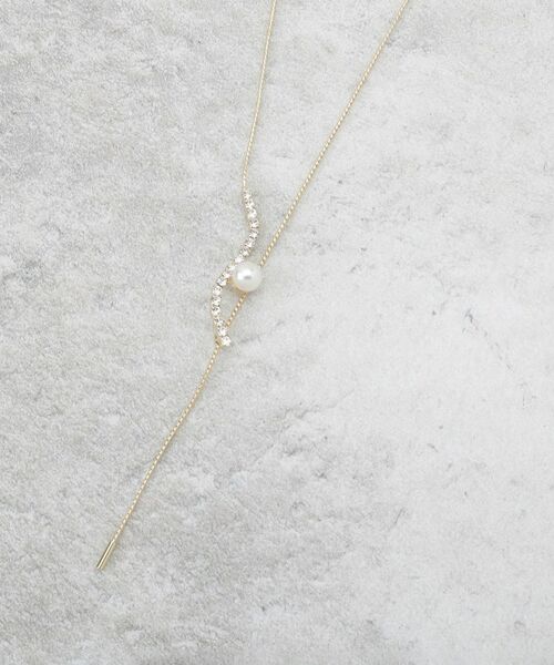 OPAQUE.CLIP / オペーク ドット クリップ ネックレス・ペンダント・チョーカー | ニュアンスビジューバー×フェイクパールスライドネックレス | 詳細1