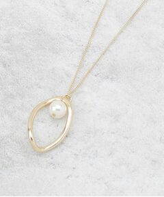 OPAQUE.CLIP / オペーク ドット クリップ ネックレス・ペンダント・チョーカー | オーバルメタル×フェイクパール スライドネックレス