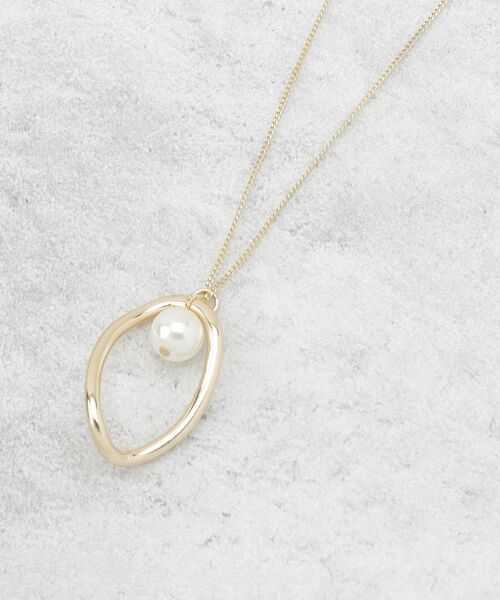 OPAQUE.CLIP / オペーク ドット クリップ ネックレス・ペンダント・チョーカー | オーバルメタル×フェイクパール スライドネックレス | 詳細1