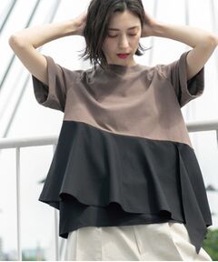 OPAQUE.CLIP / オペーク ドット クリップ カットソー | アシンメトリー切替ドッキングトップス