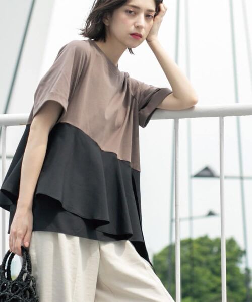 OPAQUE.CLIP / オペーク ドット クリップ カットソー | アシンメトリー切替ドッキングトップス | 詳細10